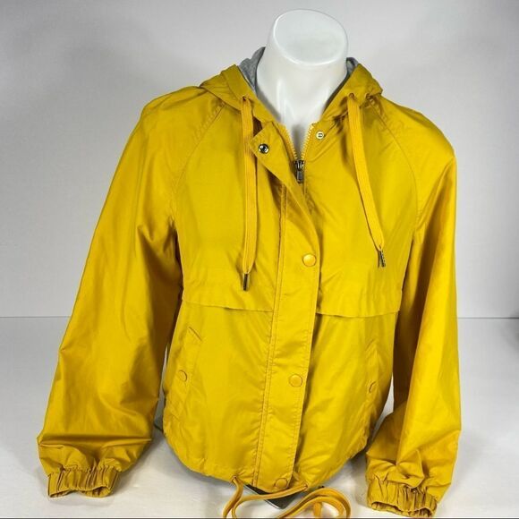 Divided Crop Windbreaker Lined Yellow Jacket XS - Picture 6 of 7
